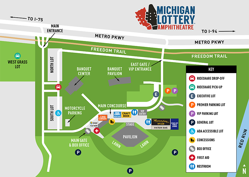 Michigan Lottery Amphitheatre Parking Map