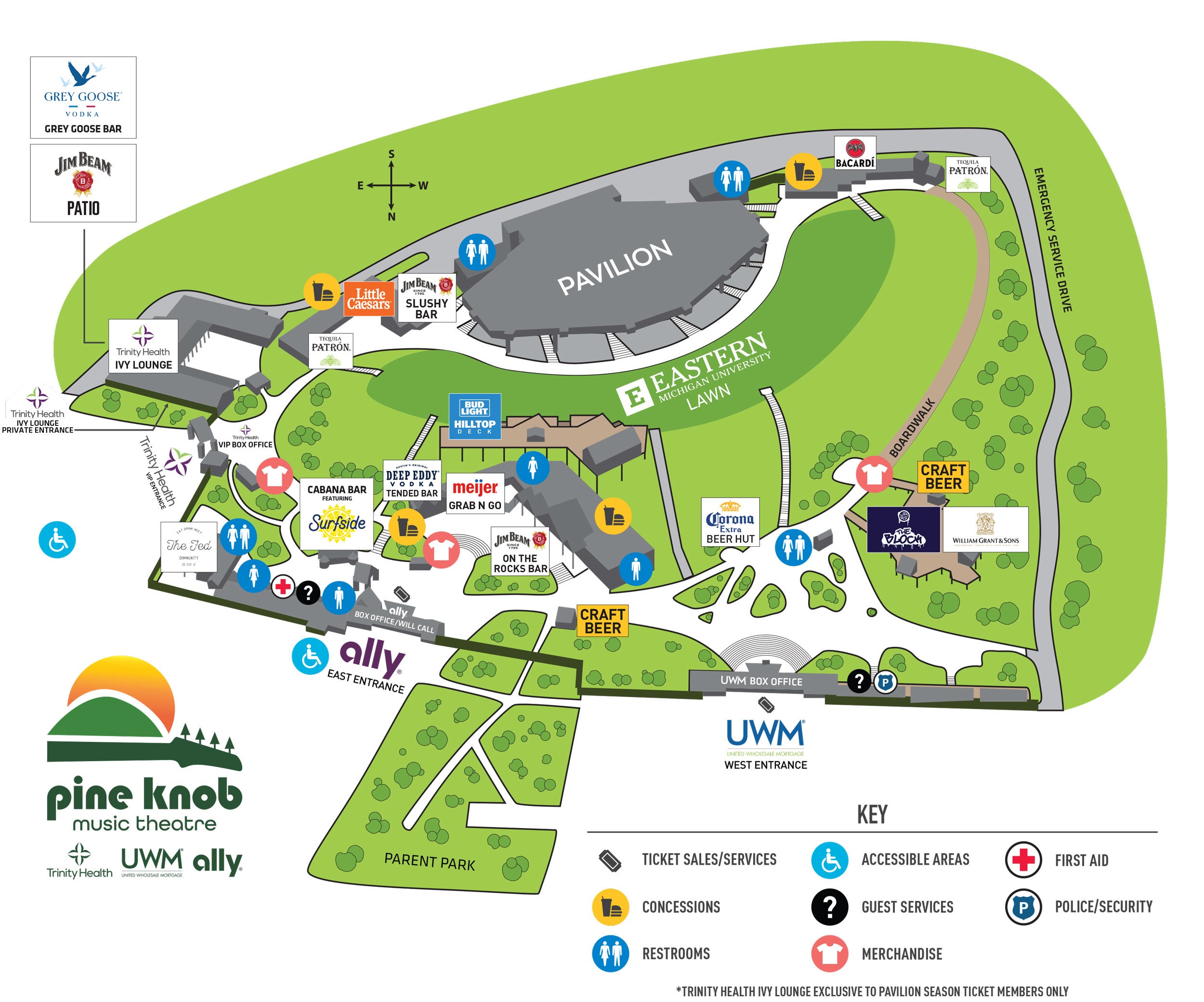 Pine Knob Music Theatre Venue Map 2025