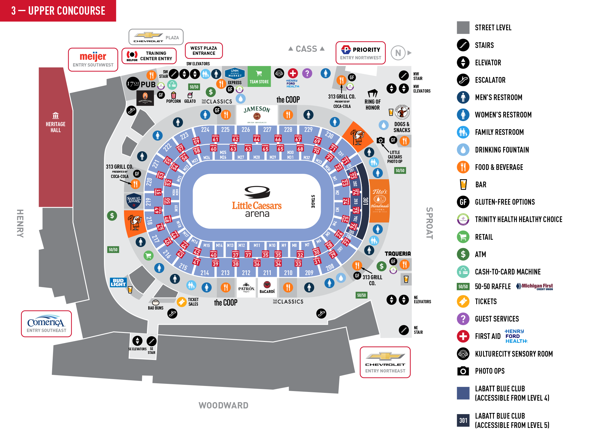 313 Presents - Little Caesars Arena Venue Maps - Upper Concourse