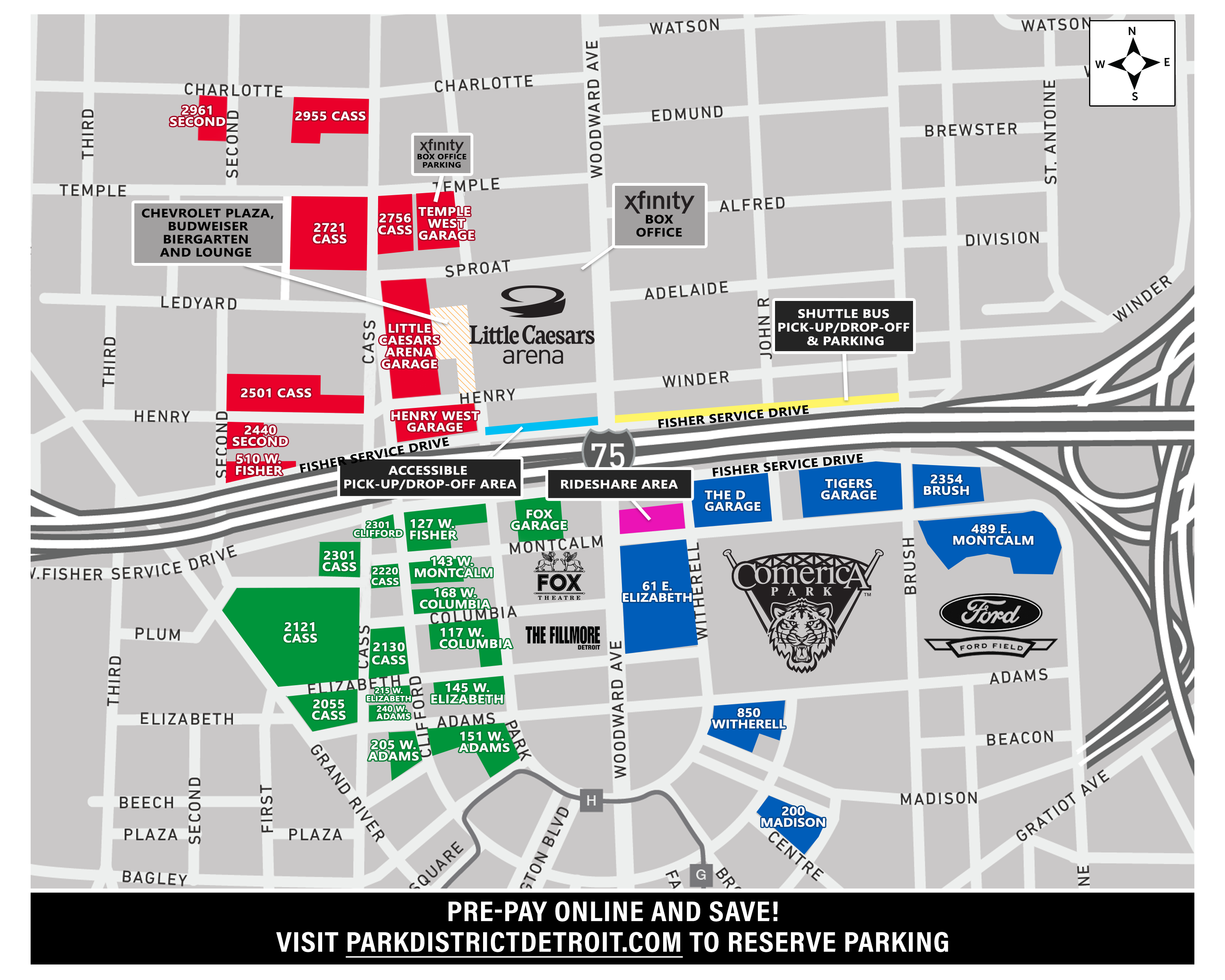 0 Result Images of Little Caesars Arena Parking Map PNG Image Collection